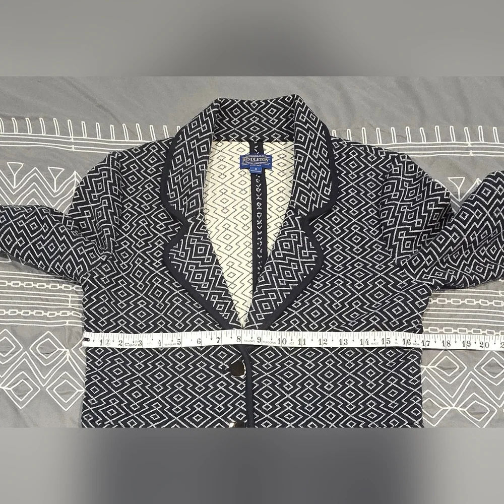 Pendleton Geometric Navy And White Blazer Size Small - Picture 6 of 7